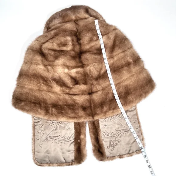 Roberts-Lories San Francisco Mink Stile Brown Fur Stole Cape OS - Picture 10 of 15